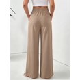 thumbnail image 2 of Cuteduck Women's Solid Color Wide Leg Pants – High Waisted Flowy Palazzo Trousers with Slant Pockets Casual Loose Pants S-2XL, 2 of 7