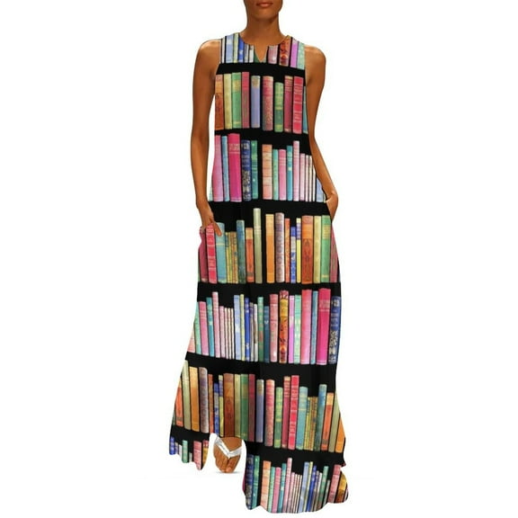 Bookworms Delight / Antique Book Library for Bibliophile Long Dress Prom gown Wom's clothing dresses summer woman02 Dress