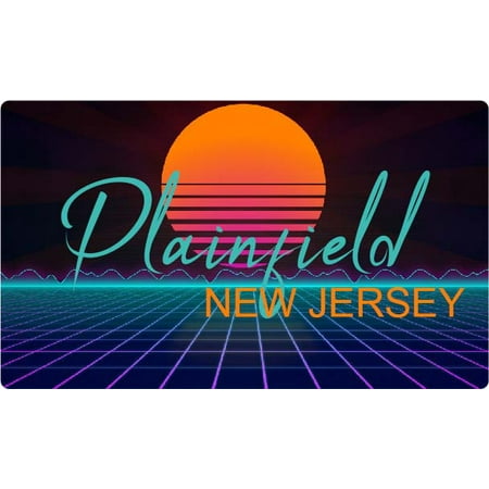 

Plainfield New Jersey 4 X 2.25-Inch Fridge Magnet Retro Neon Design