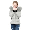 thumbnail image 2 of Husipze Cute Puffer Quilted Jacket for Girl Long Sleeve Full Zip Casual Outdoor Winter Coat with Fuzzy Trim Hood Gray 11-12 Years, 2 of 5