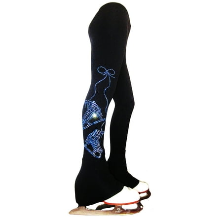 Ice Skating Pants with Blue crystals "Pair of Skates" applique