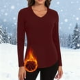 thumbnail image 3 of Hauts à Manches Longues pour Femmes 2026 Automne Hiver Basique Col en V Ajusté Respirant T-Shirt, 3 of 6