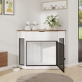 thumbnail image 2 of WGYPRIME 44.6'' Corner Dog Crate Furniture, Modern Decorative Dog Kennel End Table with Fluted Drawer, Space-Saving Dog Cage for Small/Medium Dogs, 2 of 19