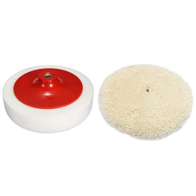 1 Pcs Car Polishing Buffing Head Mop Pad Soft Sponge with M14 Thread & 1 Pcs Soft Wool Clean Polishing Buffing Bonnet Pad for Car Auto Polisher,1 x Wool Buffing Pad 1 x Buffing Sponge
