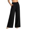 thumbnail image 2 of VEKDONE Wide Leg Elastic High Waisted Pants for Women Summer Loose Fit Palazzo Pants Summer Casual Lightweight Beach Vacation Travel Trousers for Daily Wear Black S, 2 of 8