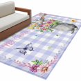 thumbnail image 6 of Happy Easter Area Rug 3x5 Washable Rug Non Slip Cute Bunny Spring Flowers Butterfly Purple Plaid Large Area Rug Indoor Floor Carpet for Entryway Bedroom Kitchen Living Room Home Office Dining Room, 6 of 8