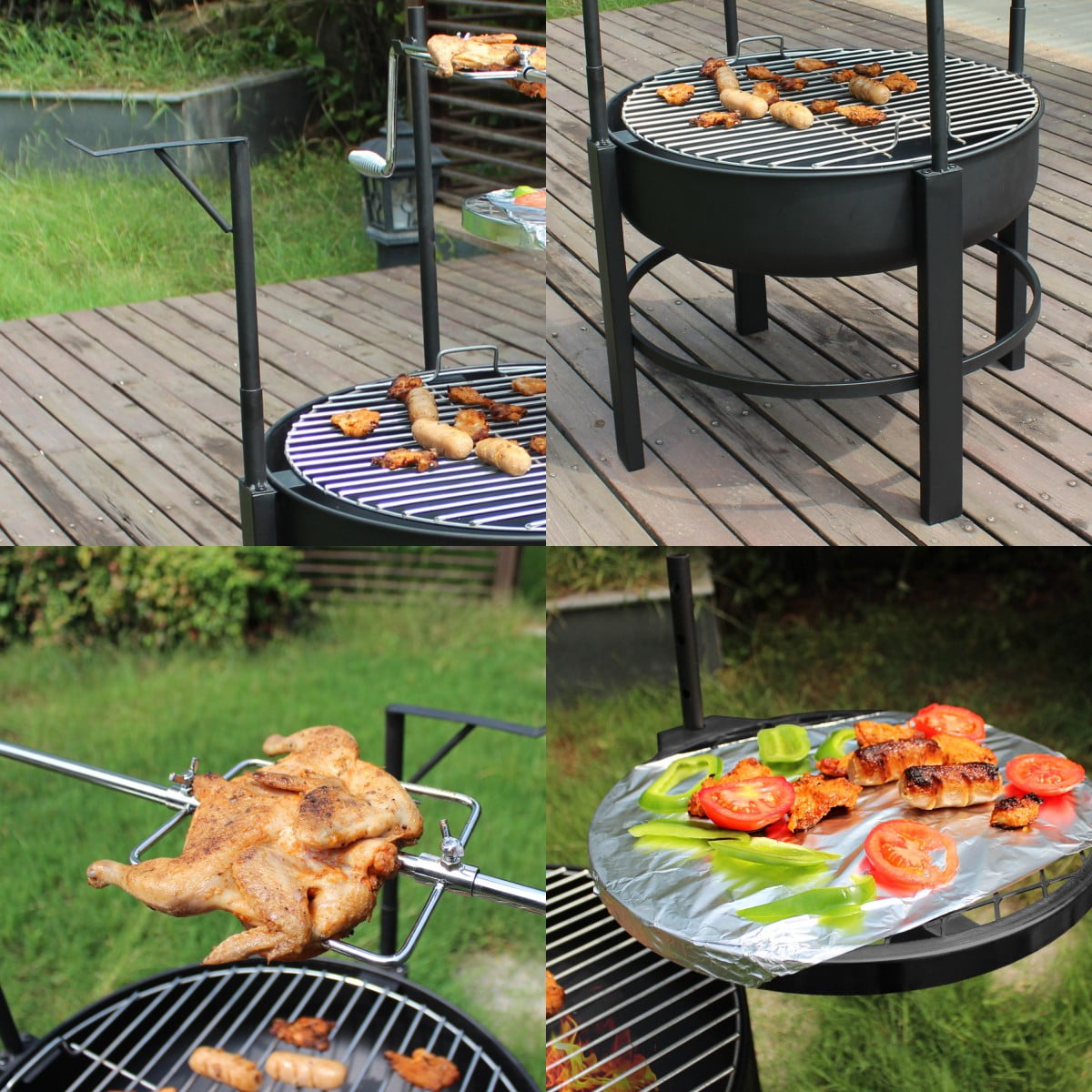 Aimee Lii Fire Pit with 2 Grill, Round Metal Wood Burning Firepit with Surrounding Removable Cooking Grill for Camping, Outdoor Heating, Bonfire, and Picnic Aimee Lii Fire Pit with 2 Grill, Round Metal Wood Burning Firepit with Surrounding Removable Cooking Grill for Camping, Outdoor Heating, Bonfire, and Picnic