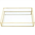 thumbnail image 2 of Stylish Golden Glass Vanity Tray, High Capacity Desktop Organizer with Brass Edging, Stylish Open Compartments for Makeup. Perfect for Bathroom Storage, Makeup Display, 2 of 8