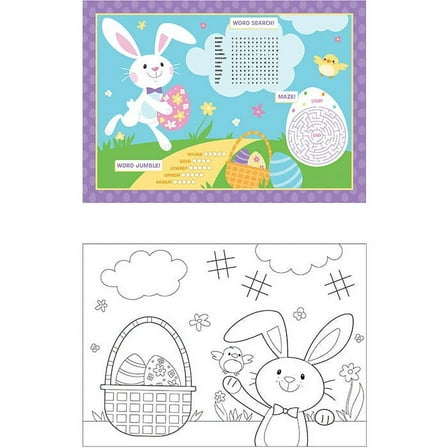 96 Count Bulk Pack Easter Activity Placemats