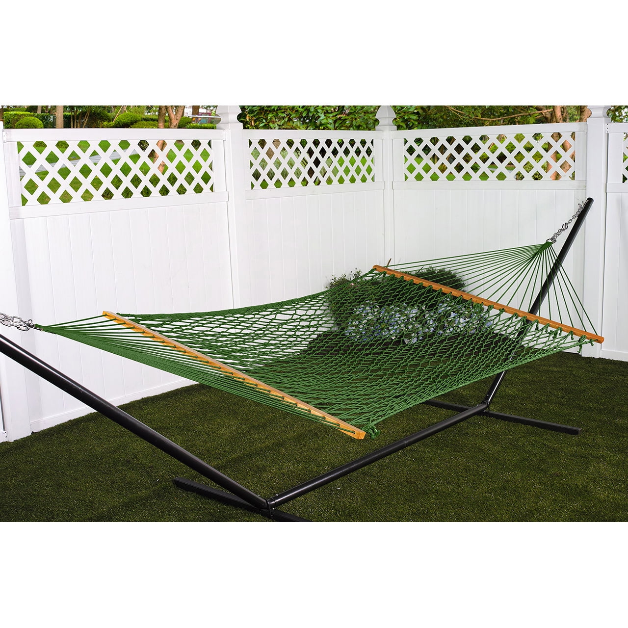 Bliss Hammocks Cotton Rope Hammock W/ Spreader Bar, 60-in. Wide, 450 Lb. Capacity (Green)