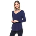 thumbnail image 2 of Lady's Long Sleeve Choker Top, Navy Blue, L, 2 of 5