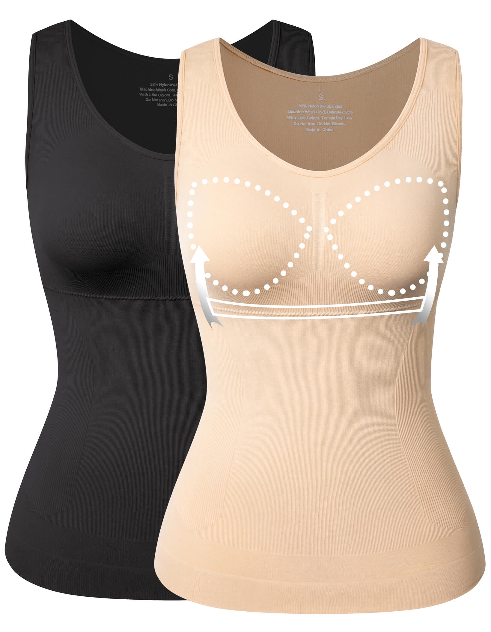 Womens Tummy Control Shapewear Camisoles Seamless Compression Tops 2 Pack 