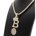 thumbnail image 3 of iJewelry2 Kings and Queens Crowned Initial Letter B Pendant Gold-tone CZ Tennis Chain Necklace 20'', 3 of 3