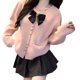 thumbnail image 5 of Chaqueta tipo suéter con decoración de lazo estilo Chanel de estilo coreano para otoño e invierno, cárdigan de punto de estilo suave de manga larga para mujer, 5 of 5