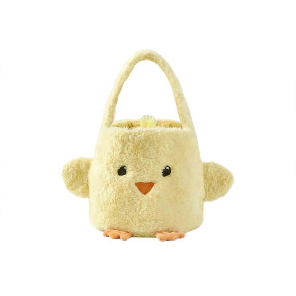 Easter Basket for Kids, Cute Chick Plush Bag, Easter Egg Hunt Basket for Toddlers, Cute Easter Gift for Boys & Girls Large Capacity 8.6"x8.3"
