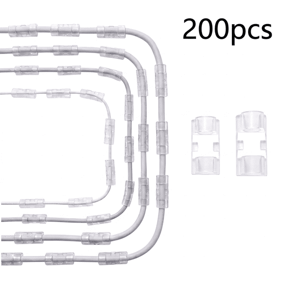ROSEXIXI Cable Management Clips 200Pcs Clear Cord Clips Self Adhesive Wall Wire Clips Transparent Wire Organizers for Cords Home Office Nightstand Desktop Network Cable Hooks