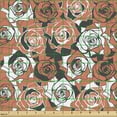 thumbnail image 2 of Floral Fabric by the Yard, Botanical Motifs from Hand Drawn Abstract Rose Patterns Romantic Art, Decorative Upholstery Fabric for Sofas and Home Accents, Salmon Dark Taupe White by Ambesonne, 2 of 5
