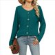 thumbnail image 2 of Suéteres Ligeros para Mujer 2025, Camiseta Henley de Larga, Blusa Informal de Cuello Redondo para Otoño. Azul Pavo Real XXL, 2 of 10