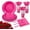 Hot Pink, variant on 200 Pcs Party Plates and Cups and Napkins Sets, 9" Pink Valentines Paper Plates, 7" Dessert Plate, 9oz Cups & Cutlery, 25 Guest Scalloped Pink Party Supplies for Birthday, Wedding, Baby Shower