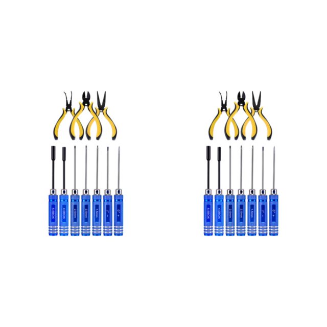 Kenally Kit de herramientas de destornillador hexagonal de mango corto portátil, reparación de tuercas Rc On Go, fuerte y duradero azul oscuro 2Conjunto