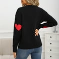 thumbnail image 4 of Htigea Womens Sweaters Cute Heart Graphic Pullover Crewneck Long Sleeve Tops Fall Winter Casual Knit Sweater Black M, 4 of 9
