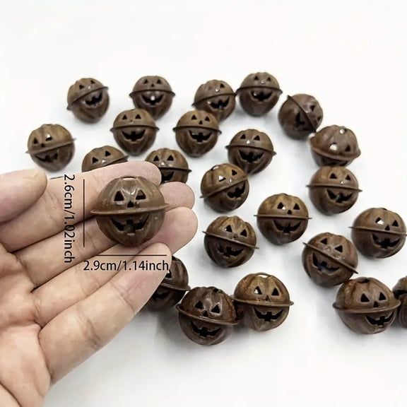 Miwamany Rusty Metal Pumpkin Jingle Bells, Halloween Wind Chime Hanging Decoration, Spooky Farmhouse Porch Door Bell Ornament for Yard Patio Garden Home Accent