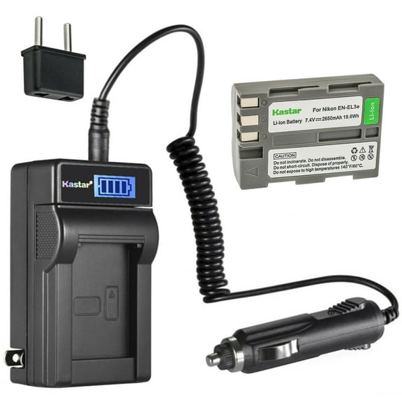 Kastar 1-Pack EN-EL3e Battery and LCD AC Charger Compatible with Nikon ENEL3e, ENEL3a, ENEL3 Battery, Nikon D700, Nikon D80, Nikon D90 Digital SLR Camera, Nikon MB-D10, Nikon MB-D80 Battery Grip
