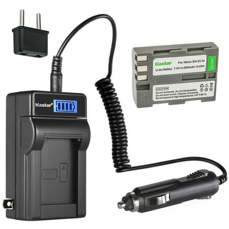 Kastar 1-Pack EN-EL3e Battery and LCD AC Charger Compatible with Nikon EN-EL3e  Nikon EN-EL3a  Nikon EN-EL3 Battery  Nikon MH-18  Nikon MH-18a  Nikon MH-19 Charger  Nikon D90 Digital SLR Camera