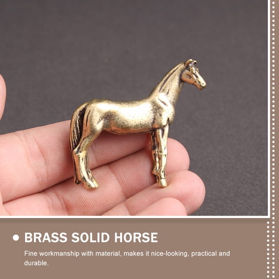 Luxshiny Decorative Golden Brass Horse Figurine for Office Desk and Home Decor, Elegant Table Ornament