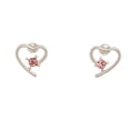 thumbnail image 2 of Women's Silver Heart with Crystal Ear Sense Stud Earrings by Howard's, 2 of 3