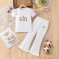 thumbnail image 2 of HCNTES Girl's 2 Piece Summer Outfits Print Tees and Wide Leg Cargo Pants Set Kids Girl School Suit 3T 4T 5T 6T 7T 8T 9T(D01-White,7-8 Years), 2 of 7
