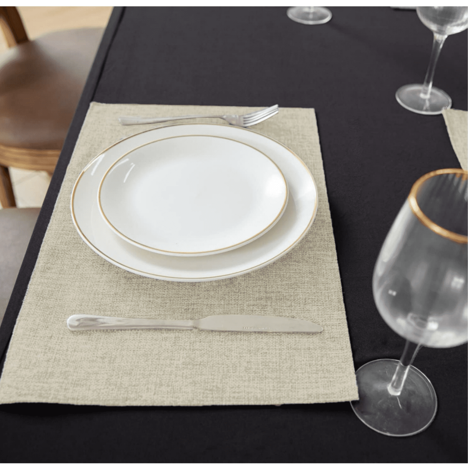 Cloth Placemats Set of 8, Linen Type Fabric Placemats Mac Placemats Heat Resistant Placemats Wrinkle Free Thick Polyester Kitchen Place Mats for Dining Table (Beige)