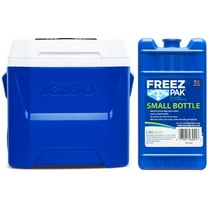 Igloo 16 QT Laguna Ice Chest Cooler with Wheels, Blue, 1 Count     Freez Pak Small Ice Pack, 1 Count