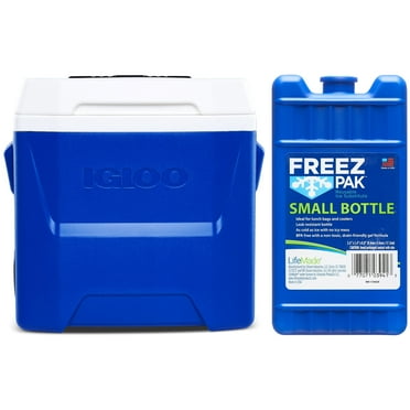 Igloo 16 QT Laguna Ice Chest Cooler with Wheels, Blue, 1 Count     Freez Pak Small Ice Pack, 1 Count