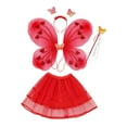 thumbnail image 3 of Disfraz de hada para niñas, disfraz de princesa, tutú, personal para niños, ala de mariposa, 4 unids/set para juego de simulación, recuerdo de fiesta, Rojo Salvador Disfraz de hada, 3 of 10