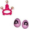 Hohner Kids Pink Swan Animal Jingle Bells Deluxe w/ Pink Rhythm Percussion Egg Shakers Pair