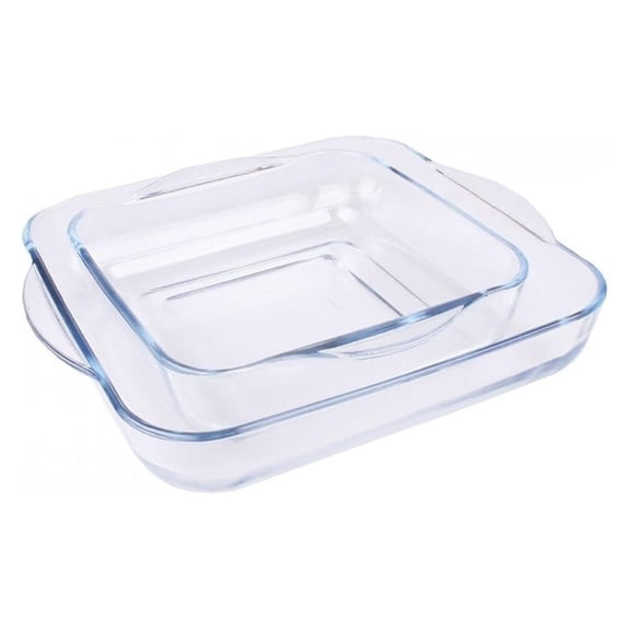 Zorva 12.4 in x 11.02 in Clear Square Glass Baking Dishes, 2 Count