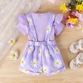 thumbnail image 5 of HCNTES Toddler Girl Clothes Newborn Infant Baby Outfits Ruffle Romper+ Soft Shorts + Cute Headband Sets For 6 12 18 24 Months Dailywear(Z01-Purple,6-12 Months), 5 of 9