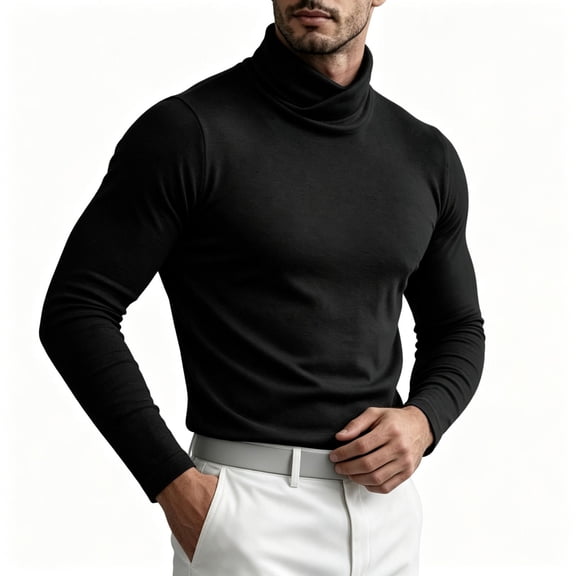 TKKCS Mens Mock Neck Long Sleeve Shirt Undershirt Wrinkle Resistant Soft Stretch Slim Fit Base Layer Top Black XL