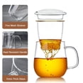 thumbnail image 3 of Glass Tea Cup with Infuser and Lid, 17.6oz/520ml Large Borosilicate Teacup,Tea Glass, Clear Mug for Loose Leaf Tea, Blooming Tea, Microwave & Dishwasher Safe - Tea Maker Gift for Birthday, 3 of 6