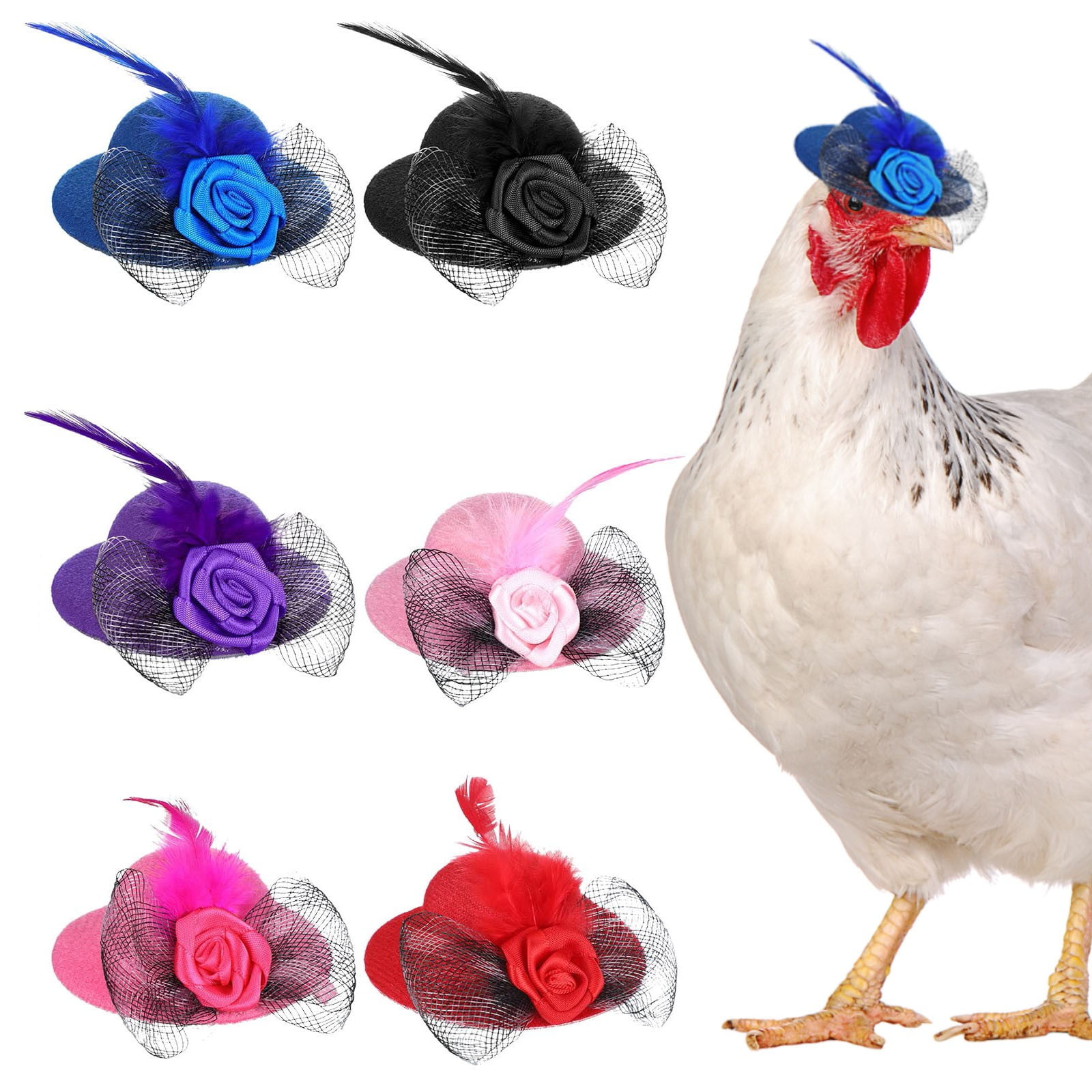 Chicken Hats for Hen Small Funny Chicken Accessories Feather Top Hat