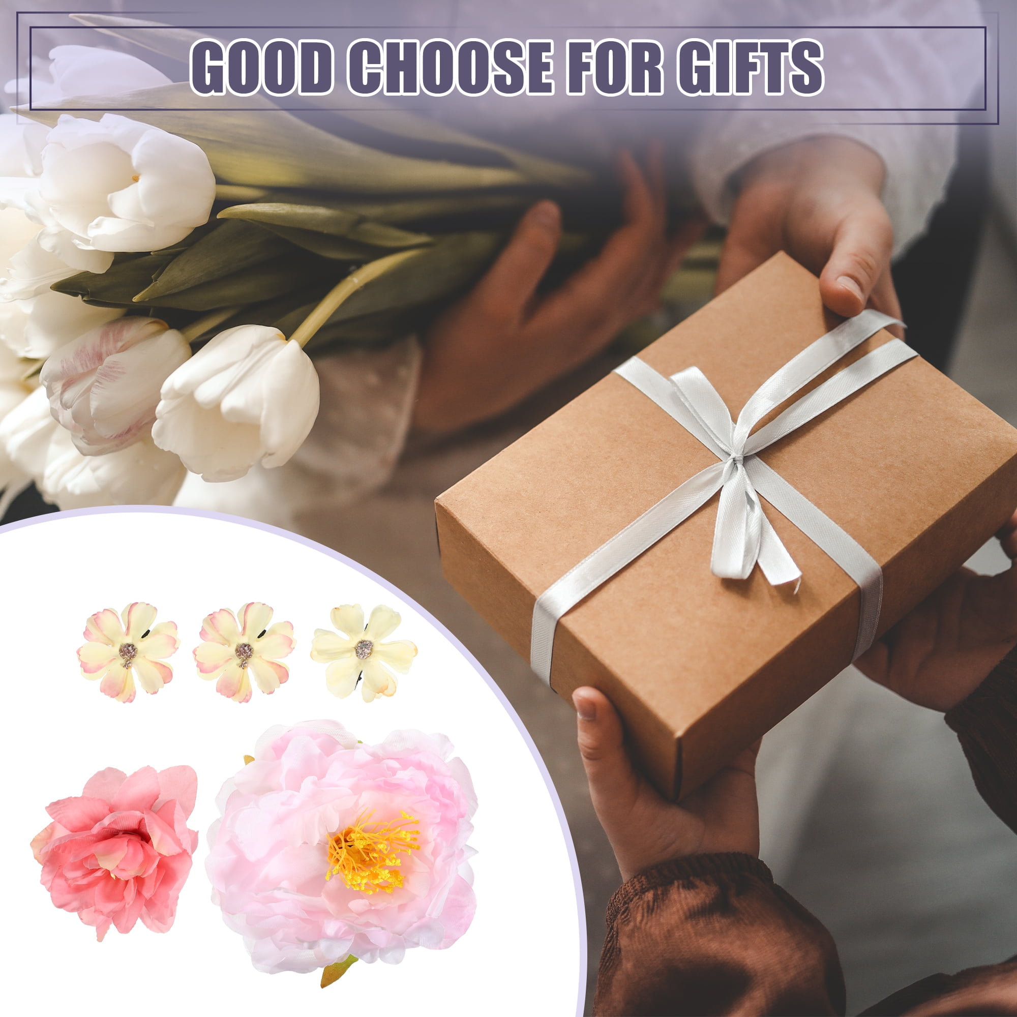 Unique Bargains 5Pcs Flower Hair Clips Flower Hair Barrettes Fake Flowers