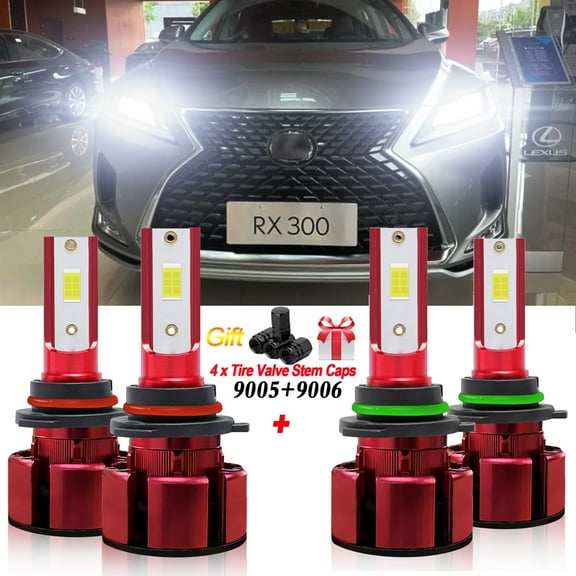 9006 9006 LED Headlight Bulbs for 1999-2003 Lexus RX300 Low and High Beam 4pc