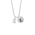 thumbnail image 2 of Delight Jewelry Silvertone Large Initial - S - Silvertone Script Initial Disc - L - Charm Necklace, 20"+3", 2 of 4