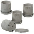 thumbnail image 5 of MyGift 4-Inch Unglazed Cement Succulent Planter with Saucer, Set of 4, 5 of 6