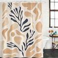 thumbnail image 2 of Xipuska Navy Blue Beige Abstract Shower Curtain - Water Repellent Fabric Shower Curtains Washable, Modern Vintage Geometric Decorative Polyester Cloth Bathroom Curtains Modern Bath Decor 36"x72", 2 of 6