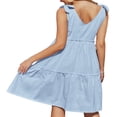 thumbnail image 4 of EIMELI Robe en Coton Lin à Lacets Couleur Unie Sans Manches Col en V, 4 of 6