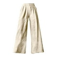 thumbnail image 4 of Beige Womens Sweatpants Womens Cotton Casual Loose Pants Comfy Work Pants with Pockets Elastic High Waist Paper Bag Drawstring Pants Casual Pants Women, 4 of 4
