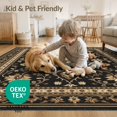 thumbnail image 4 of ODIKA 5'x7' Washable Area Rug Easy Care, Non-Shedding, Pet Friendly, Black Gold Floral Elegance Intricate Borders Classic Motifs and Symmetrical for Small Living Room, Bedroom, 4 of 7