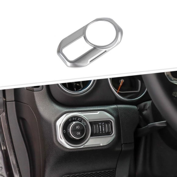 Car headlight switch button cover for Jeep for Wrangler JL 18-23 Accessories Silver -